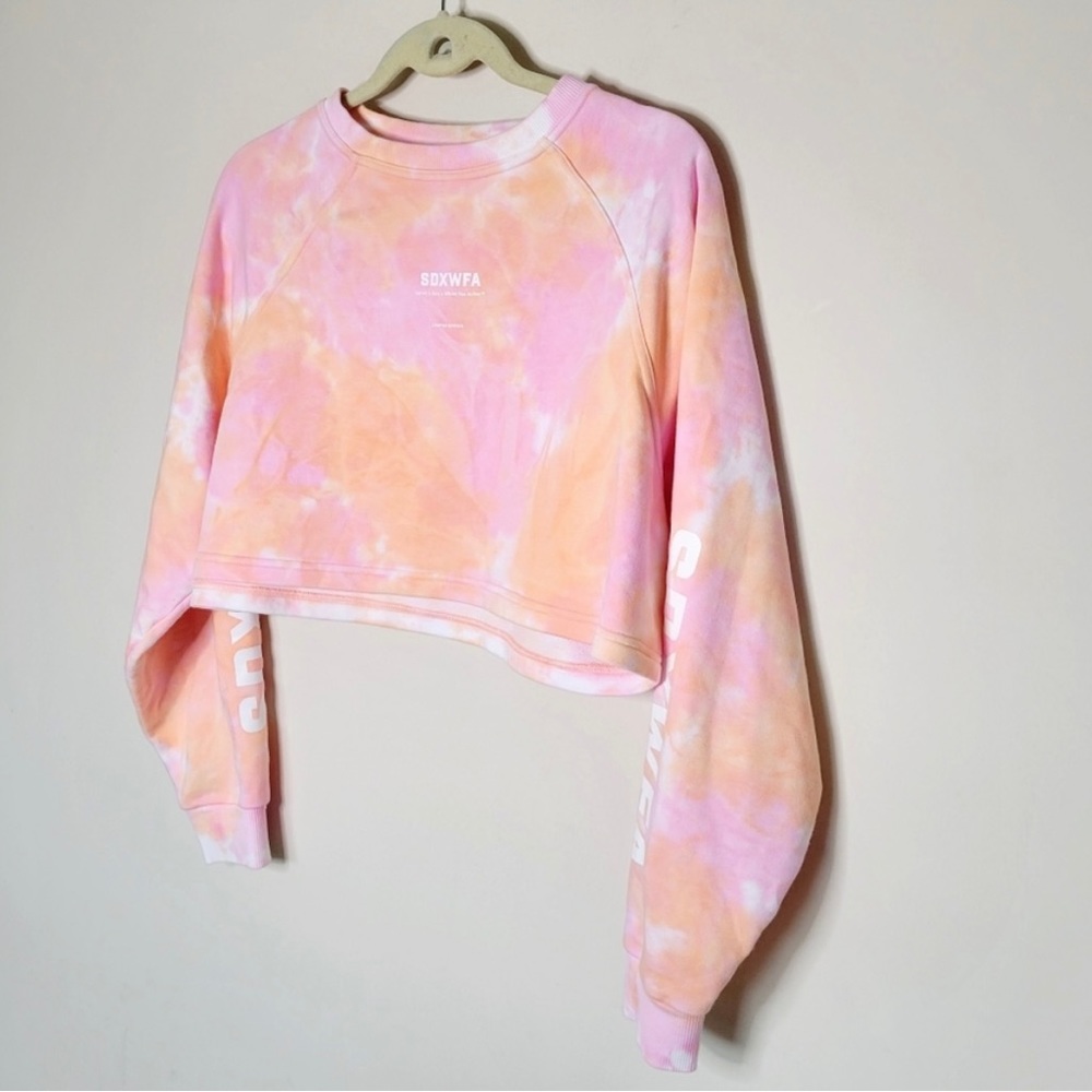 Sarah’s Day x White Fox Active Pink & Orange Cali Tie Dye Sweater Sweatshirt -S - Picture 5 of 12